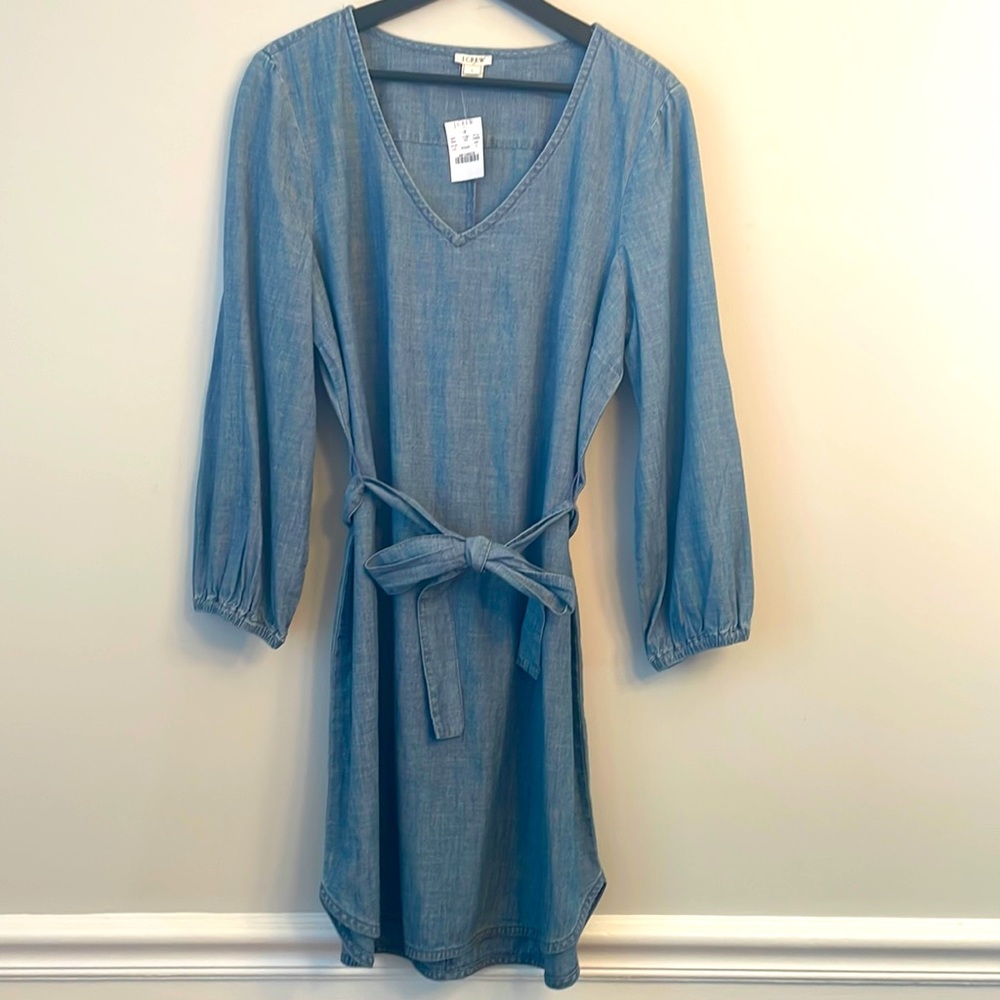 JCrew Chambray V-Neck Dress, Size L